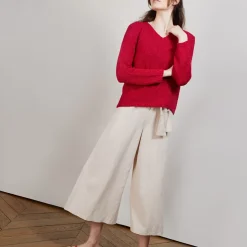 Maison Montagut Pulls>Pull Col V En Soie Coton Et Laine - Blovis