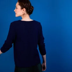 Maison Montagut Pulls>Pull Col V En Soie Coton Et Laine - Blovis