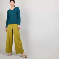 Maison Montagut Pulls>Pull Col V En Soie Coton Et Laine - Blovis