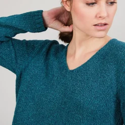 Maison Montagut Pulls>Pull Col V En Soie Coton Et Laine - Blovis
