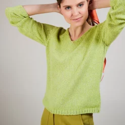 Maison Montagut Pulls>Pull Col V En Soie Coton Et Laine - Blovis