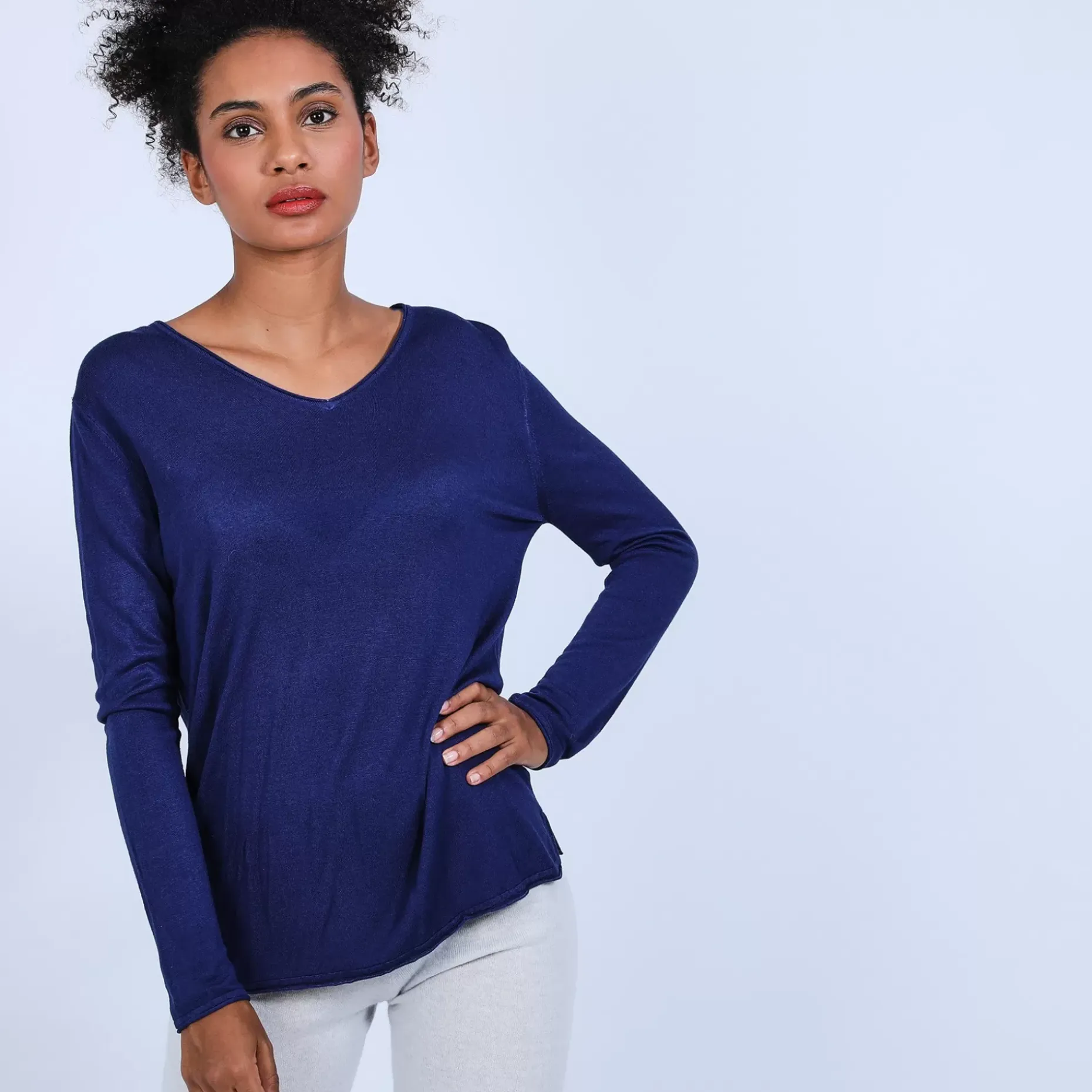 Maison Montagut Pulls>Pull Col V Oversize En Bambou Cachemire - Ornella