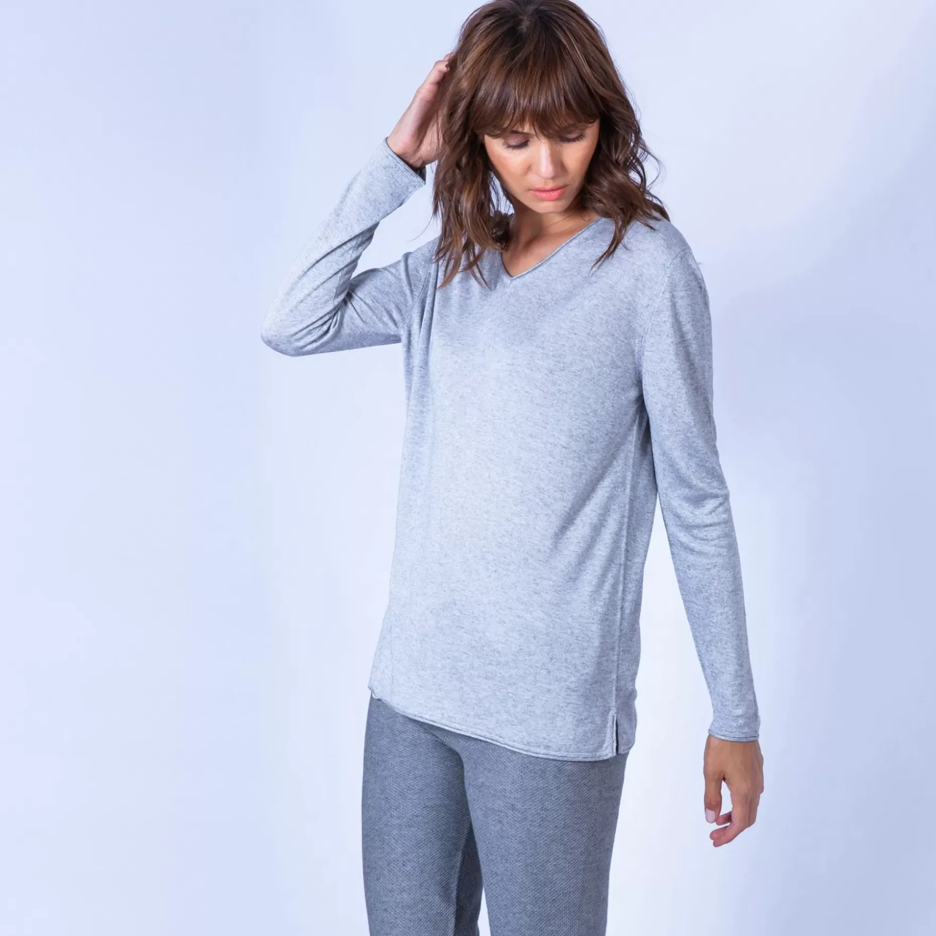 Maison Montagut Pulls>Pull Col V Oversize En Bambou Cachemire - Ornella