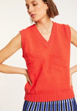 Maison Montagut Pulls>Pull Col V Sans Manches En Coton - Manon