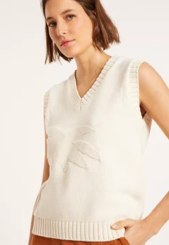 Maison Montagut Pulls>Pull Col V Sans Manches En Coton - Manon