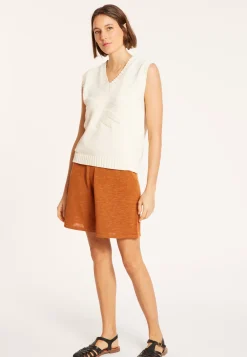 Maison Montagut Pulls>Pull Col V Sans Manches En Coton - Manon