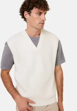 Maison Montagut Pulls>Pull Col V Sans Manches En Laine Merinos - Felipe