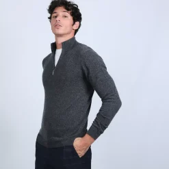 Maison Montagut Pulls>Pull Col Zippe En Cachemire 2 Fils - Blaise