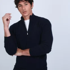 Maison Montagut Pulls>Pull Col Zippe En Cachemire 2 Fils - Blaise