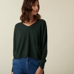 Maison Montagut Pulls>Pull Court Col V En Cachemire Avec Poches - Balba
