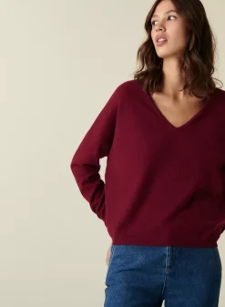 Maison Montagut Pulls>Pull Court Col V En Cachemire Avec Poches - Balba