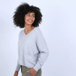 Maison Montagut Pulls>Pull Court Col V En Cachemire Avec Poches - Balba