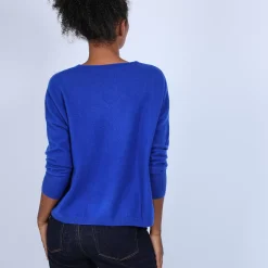 Maison Montagut Pulls>Pull Court Col V En Cachemire Avec Poches - Balba