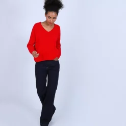 Maison Montagut Pulls>Pull Court Col V En Cachemire Avec Poches - Balba