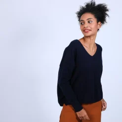 Maison Montagut Pulls>Pull Court Col V En Cachemire Avec Poches - Balba