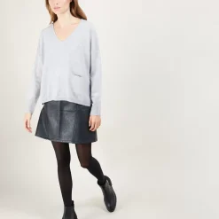 Maison Montagut Pulls>Pull Court Col V En Cachemire Avec Poches - Balba