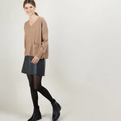 Maison Montagut Pulls>Pull Court Col V En Cachemire Avec Poches - Balba