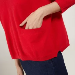 Maison Montagut Pulls>Pull Court Col V En Cachemire Avec Poches - Balba