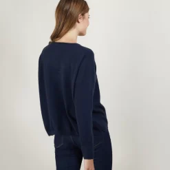 Maison Montagut Pulls>Pull Court Col V En Cachemire Avec Poches - Balba