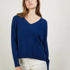 Maison Montagut Pulls>Pull Court Col V En Cachemire Avec Poches - Balba