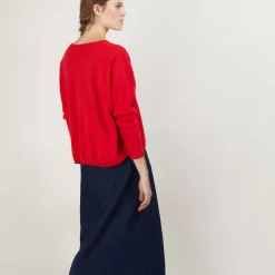 Maison Montagut Pulls>Pull Court Col V En Cachemire Avec Poches - Balba