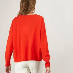 Maison Montagut Pulls>Pull Court Col V En Cachemire Avec Poches - Balba
