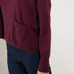 Maison Montagut Pulls>Pull Court Col V En Cachemire Avec Poches - Balba