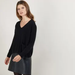 Maison Montagut Pulls>Pull Court Col V En Cachemire Avec Poches - Balba