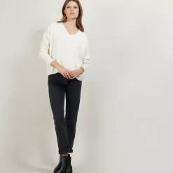 Maison Montagut Pulls>Pull Court Col V En Cachemire Avec Poches - Balba