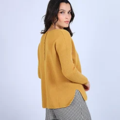 Maison Montagut Pulls>Pull En Cachemire A Col Rond Boutons Dos - Becky