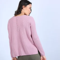 Maison Montagut Pulls>Pull En Cachemire A Col Rond Boutons Dos - Becky