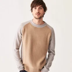 Maison Montagut Pulls>Pull En Cachemire Bicolore Manches Raglan - Amalfi