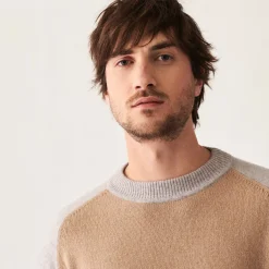 Maison Montagut Pulls>Pull En Cachemire Bicolore Manches Raglan - Amalfi