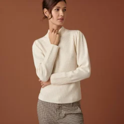 Maison Montagut Pulls>Pull En Cachemire Col Montant En Maille Cotelee - Carene