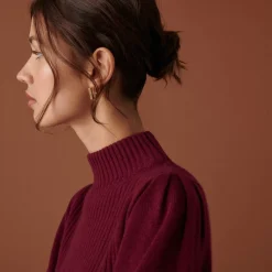 Maison Montagut Pulls>Pull En Cachemire Col Montant En Maille Cotelee - Carene