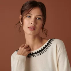 Maison Montagut Pulls>Pull Encolure Brode En Cachemire - Cetanne