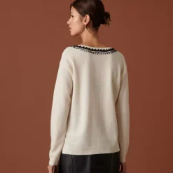 Maison Montagut Pulls>Pull Encolure Brode En Cachemire - Cetanne