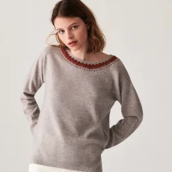 Maison Montagut Pulls>Pull Encolure Brode En Cachemire - Cetanne