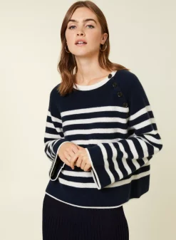 Maison Montagut Pulls>Pull Mariniere En Cachemire A Manches Ample - Gaelle