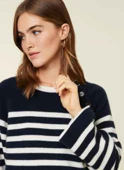 Maison Montagut Pulls>Pull Mariniere En Cachemire A Manches Ample - Gaelle