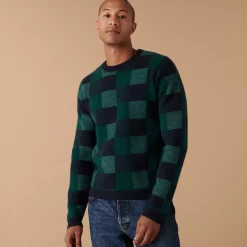 Maison Montagut Pulls>Pull Motif Damier En Cachemire - Amadeo Beige Moyen