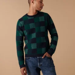 Maison Montagut Pulls>Pull Motif Damier En Cachemire - Amadeo Beige Moyen