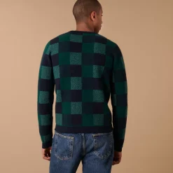 Maison Montagut Pulls>Pull Motif Damier En Cachemire - Amadeo Beige Moyen