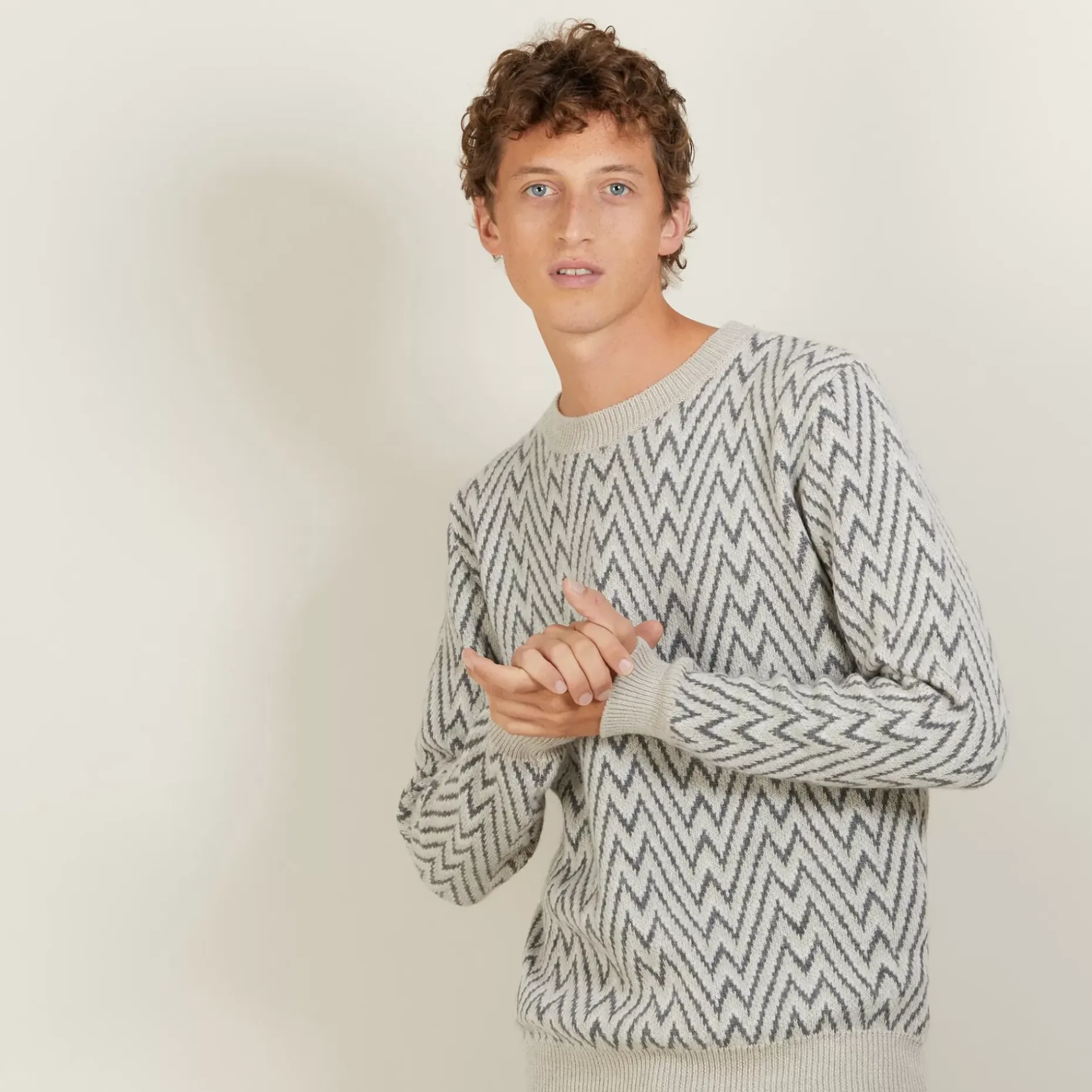 Maison Montagut Pulls>Pull Motifs Chevrons En Laine Et Alpaga - Luka