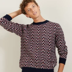 Maison Montagut Pulls>Pull Motifs Chevrons En Laine Et Alpaga - Luka