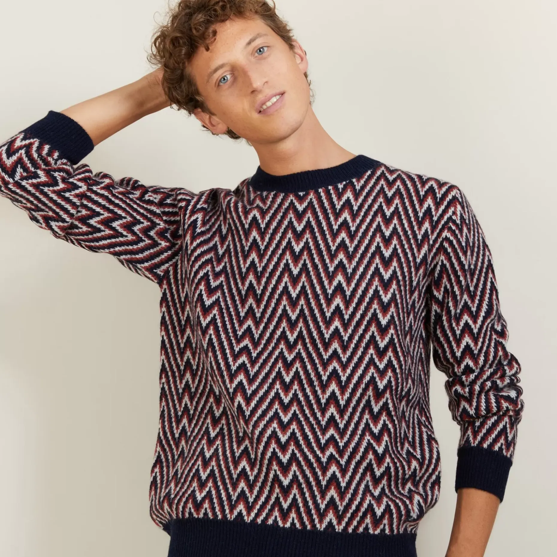 Maison Montagut Pulls>Pull Motifs Chevrons En Laine Et Alpaga - Luka