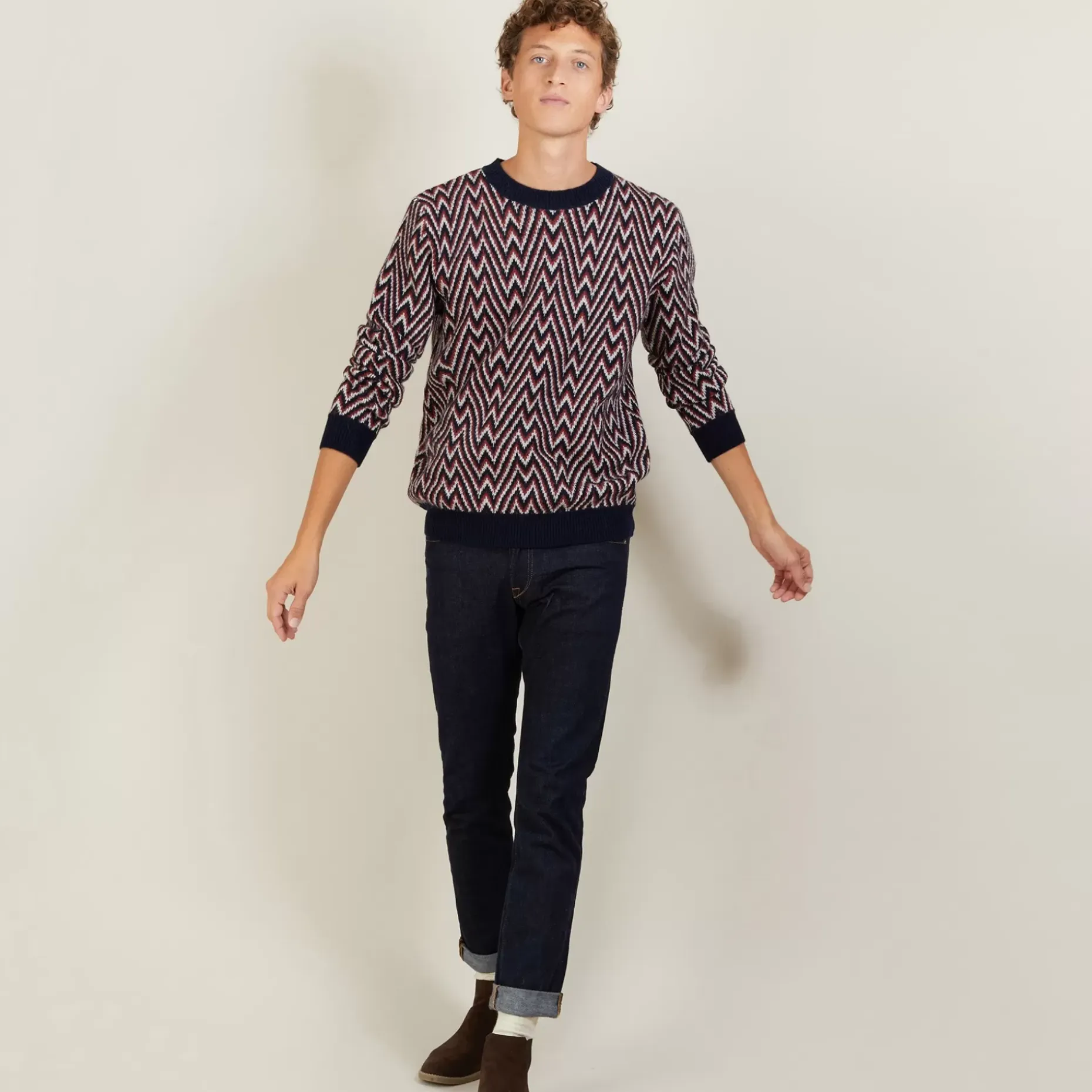 Maison Montagut Pulls>Pull Motifs Chevrons En Laine Et Alpaga - Luka