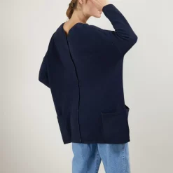 Maison Montagut Pulls>Pull Oversize Col V En Cachemire Boutonne Dos - Binta