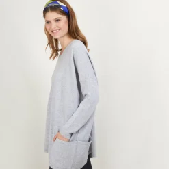 Maison Montagut Pulls>Pull Oversize Col V En Cachemire Boutonne Dos - Binta