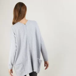 Maison Montagut Pulls>Pull Oversize Col V En Cachemire Boutonne Dos - Binta